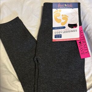 Maternity Dark Gray Fleece Lined Cozy Leggings, new